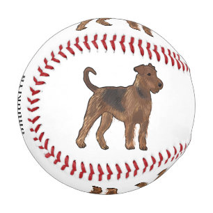 Airedale terrier dog cartoon illustration baseball