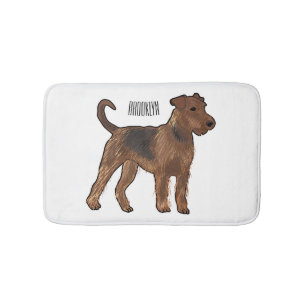 Airedale terrier dog cartoon illustration bath mat