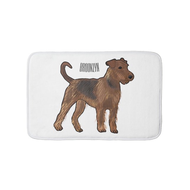 Airedale terrier dog cartoon illustration bath mat (Front)