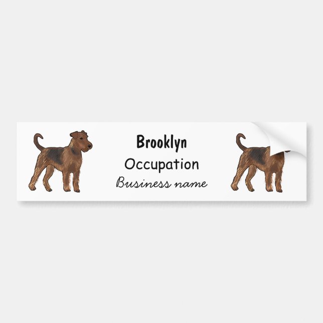 Airedale terrier dog cartoon illustration bumper sticker (Front)