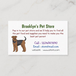 Airedale terrier dog cartoon illustration business card