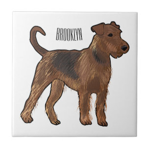 Airedale terrier dog cartoon illustration ceramic tile