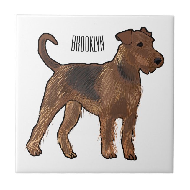Airedale terrier dog cartoon illustration ceramic tile (Front)