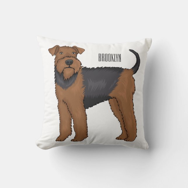 Airedale terrier dog cartoon illustration  cushion (Front)