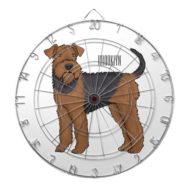 Airedale terrier dog cartoon illustration dartboard (Front)