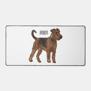 Airedale terrier dog cartoon illustration desk mat