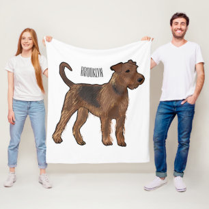 Airedale terrier dog cartoon illustration fleece blanket