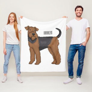 Airedale terrier dog cartoon illustration fleece blanket