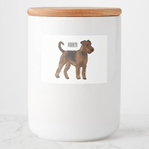 Airedale terrier dog cartoon illustration food label