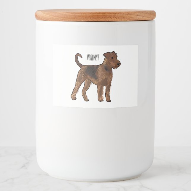 Airedale terrier dog cartoon illustration food label (Front)