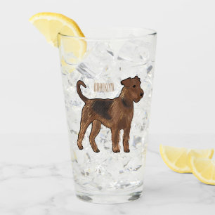 Airedale terrier dog cartoon illustration glass