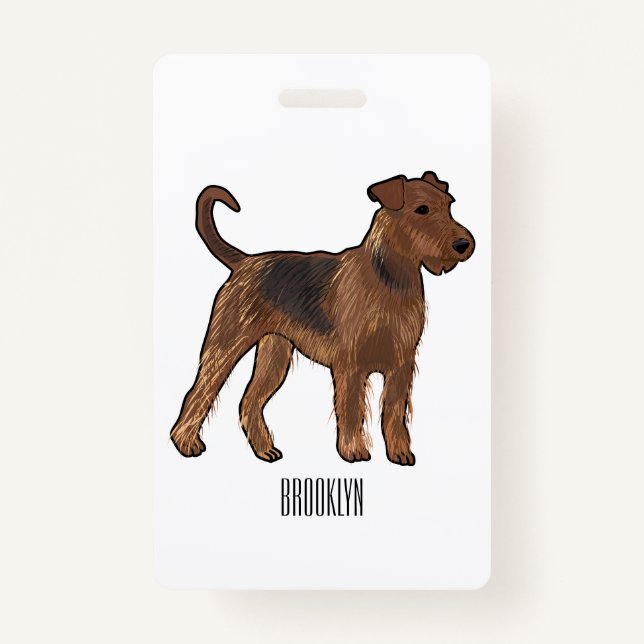 Airedale terrier dog cartoon illustration ID badge (Front)