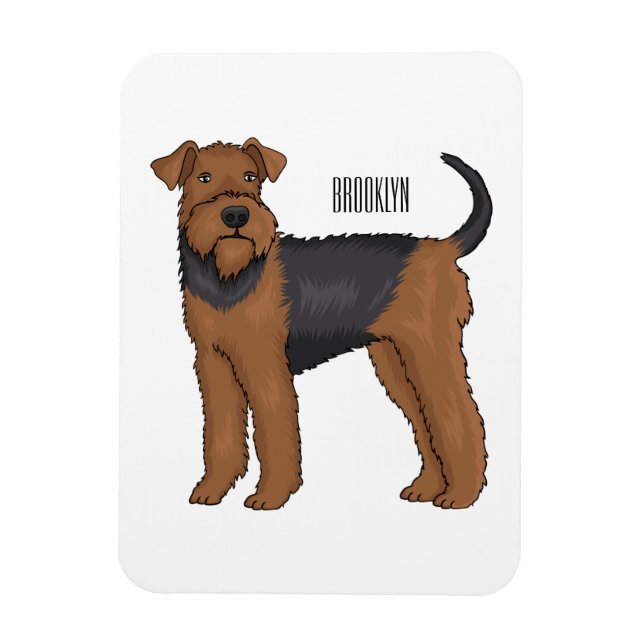 Airedale terrier dog cartoon illustration magnet (Vertical)