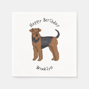Airedale terrier dog cartoon illustration napkin