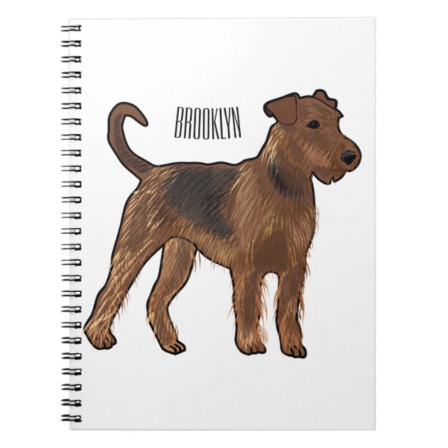 Airedale terrier dog cartoon illustration notebook (Front)