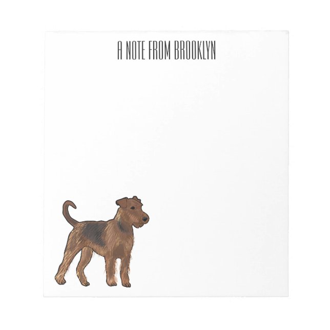 Airedale terrier dog cartoon illustration notepad (Front)