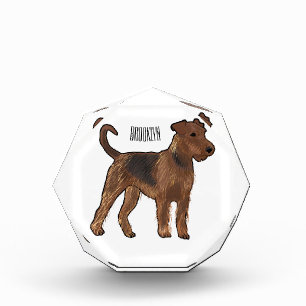 Airedale terrier dog cartoon illustration photo block