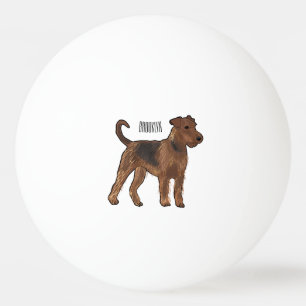 Airedale terrier dog cartoon illustration ping pong ball