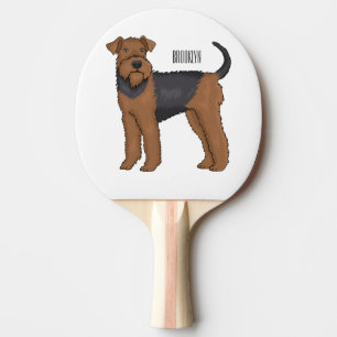 Airedale terrier dog cartoon illustration ping pong paddle