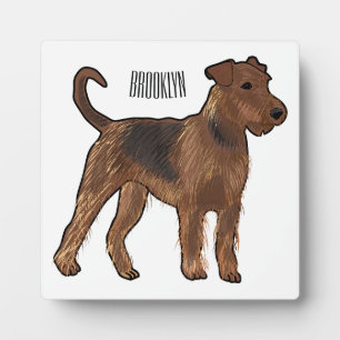 Airedale terrier dog cartoon illustration plaque