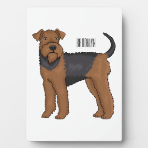 Airedale terrier dog cartoon illustration plaque