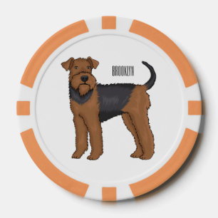 Airedale terrier dog cartoon illustration poker chips