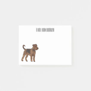 Airedale terrier dog cartoon illustration post-it notes
