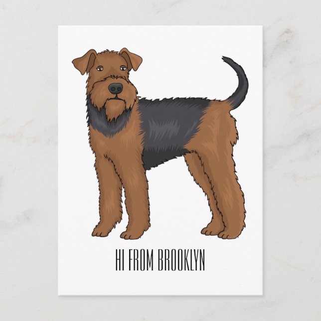 Airedale terrier dog cartoon illustration postcard (Front)