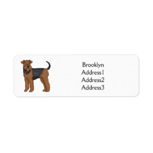 Airedale terrier dog cartoon illustration return address label