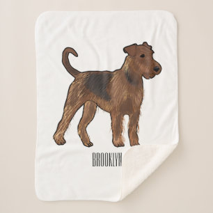 Airedale terrier dog cartoon illustration sherpa blanket