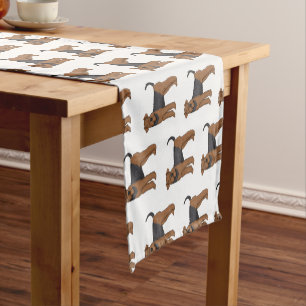 Airedale terrier dog cartoon illustration short table runner
