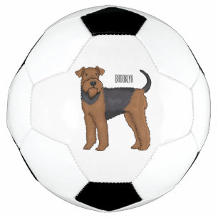 Airedale terrier dog cartoon illustration soccer ball