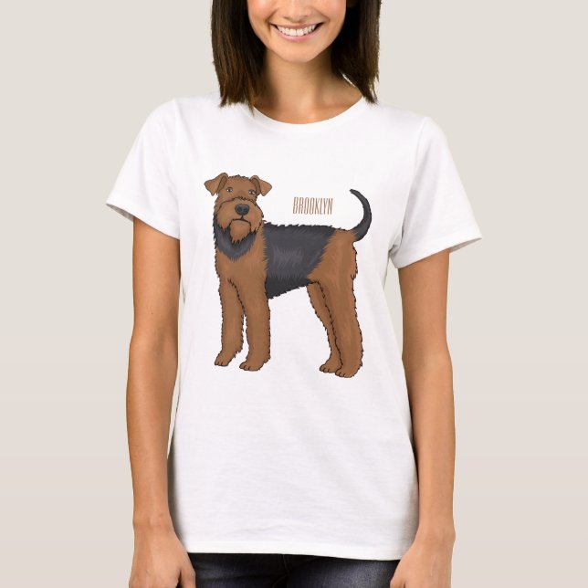 Airedale terrier dog cartoon illustration T-Shirt (Front)