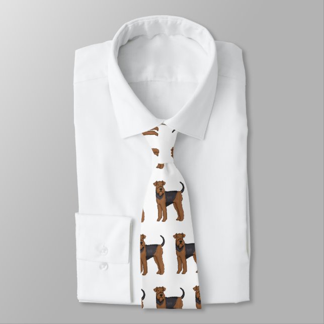 Airedale terrier dog cartoon illustration  tie (Tied)