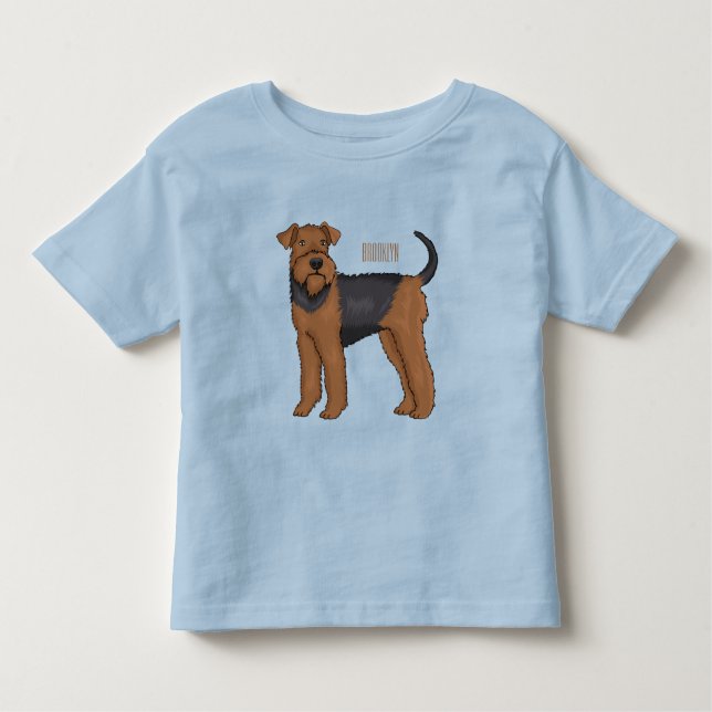 Airedale terrier dog cartoon illustration toddler T-Shirt (Front)