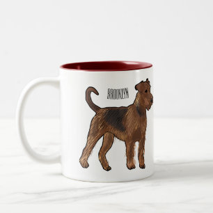 Airedale terrier dog cartoon illustration Two-Tone coffee mug