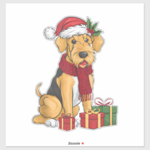 Airedale Terrier Dog Christmas Outfits Santa Hat D