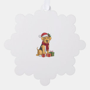 Airedale Terrier Dog Christmas Outfits Santa Hat D Tree Decoration Card