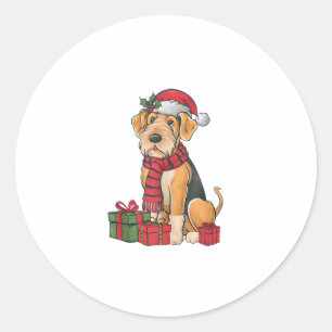 Airedale Terrier Dog Christmas Parties Holiday San Classic Round Sticker