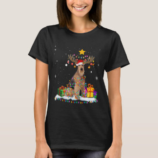 Airedale Terrier Dog Christmas Reindeer Christmas  T-Shirt
