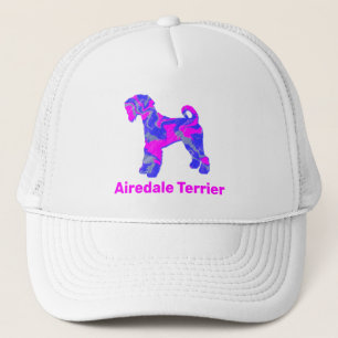 Airedale Terrier Dog Cute Pink Silhouette Custom Trucker Hat