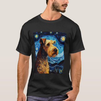 Airedale Terrier Dog Funny Starry Night Van Gogh A T-Shirt