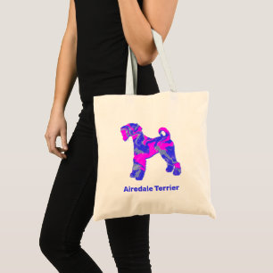 Airedale Terrier Dog Hot Pink & Blue Tote Bag