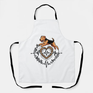 Airedale Terrier Dog Jumping Heart Ekg Line Apron