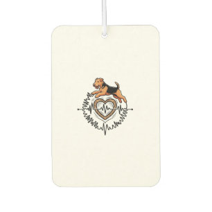 Airedale Terrier Dog Jumping Heart Ekg Line Car Air Freshener