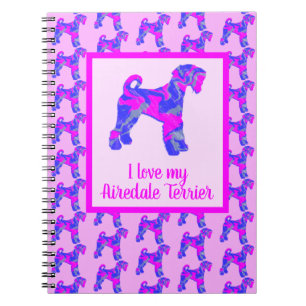 Airedale Terrier Dog Lover Pink & Blue Silhouette Notebook