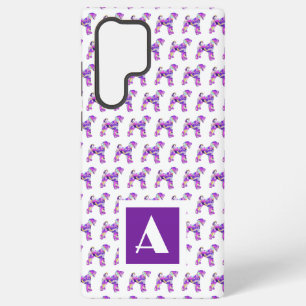 Airedale Terrier Dog Purple Silhouette Monogram Samsung Galaxy Case