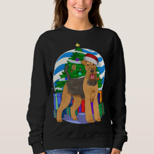 Airedale Terrier Dog Santa Christmas Tree Decor Sweatshirt
