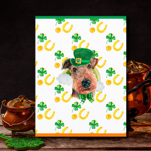 Airedale Terrier Dog Shamrock St. Patricks Day Holiday Postcard