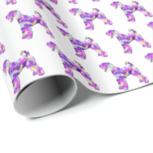 Airedale Terrier Dog Silhouette Colourful Purple W Wrapping Paper